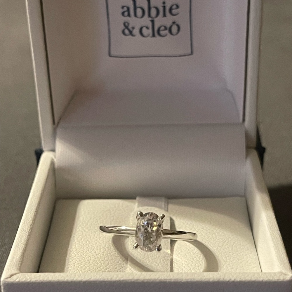 Sterling Silver Oval Moissanite Ring